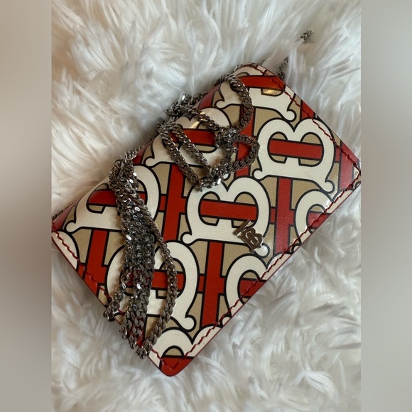 Burberry Calfskin Monogram Jessie Chain Card Case Vermillion 2019 - Picture 8 of 9